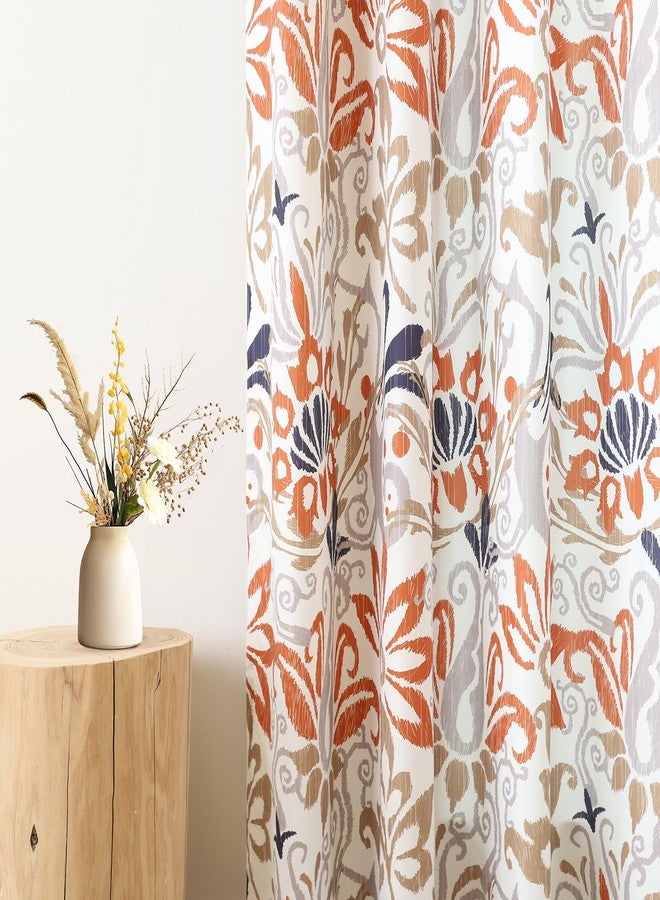 L.Z.E Privacy Boho Curtains 84 Inches Long 2 Panels Set Orange Brown Light Filtering Non-See-Through Curtains & Drapes for Living Room Bedroom Nursery Grommet Top Botanical & Floral Pattern - Image 4
